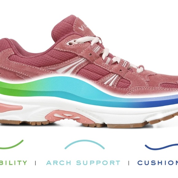 Vionic Walker Women's Plantar Fasciitis Shoe - Pink Rose Suede Size 7.5 - Picture 2 of 15